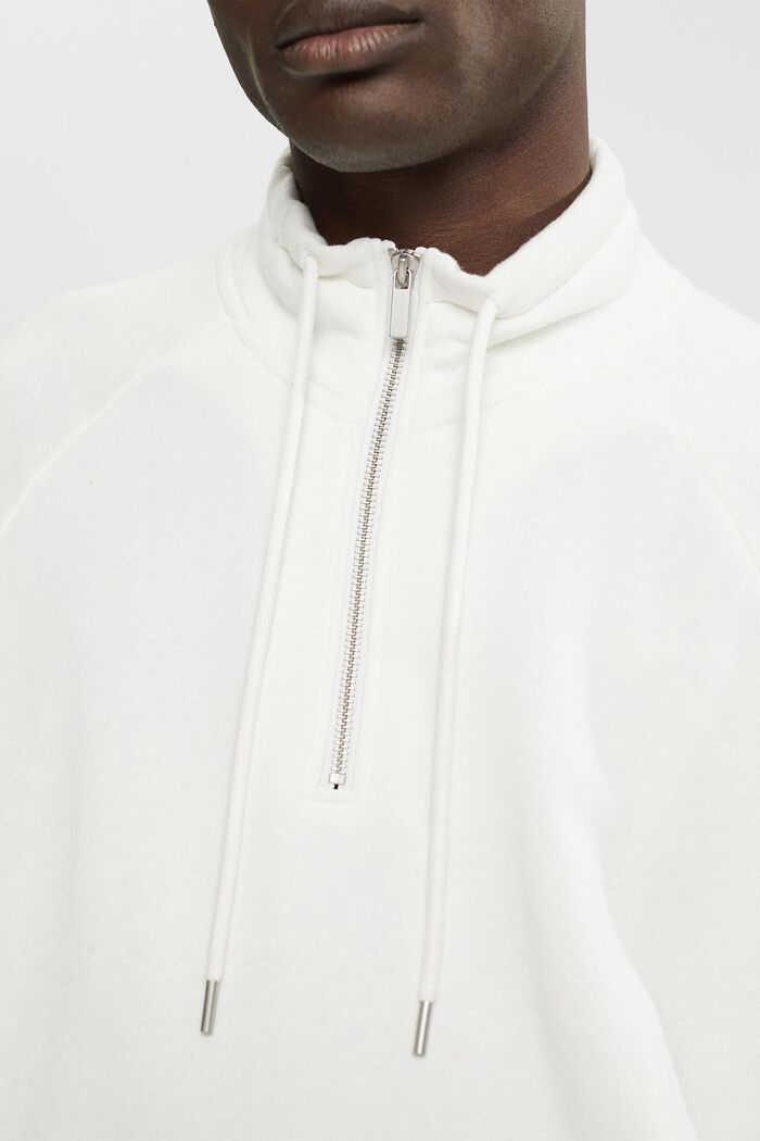 Sweatshirt met halve ritssluiting, OFF WHITE, detail image number 0