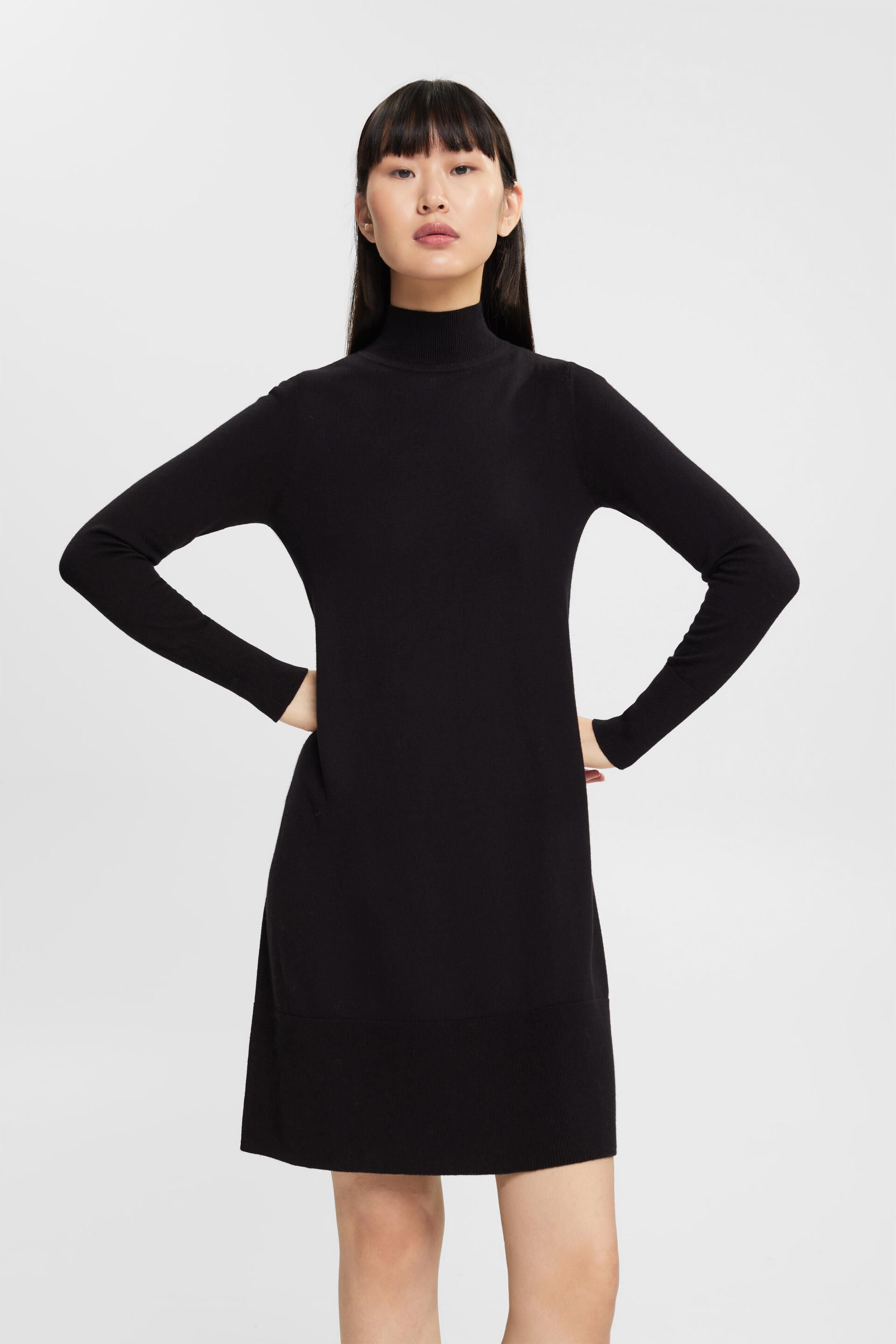 Mode Jurken Gebreide jurken Esprit Gebreide jurk zwart geruite print casual uitstraling 
