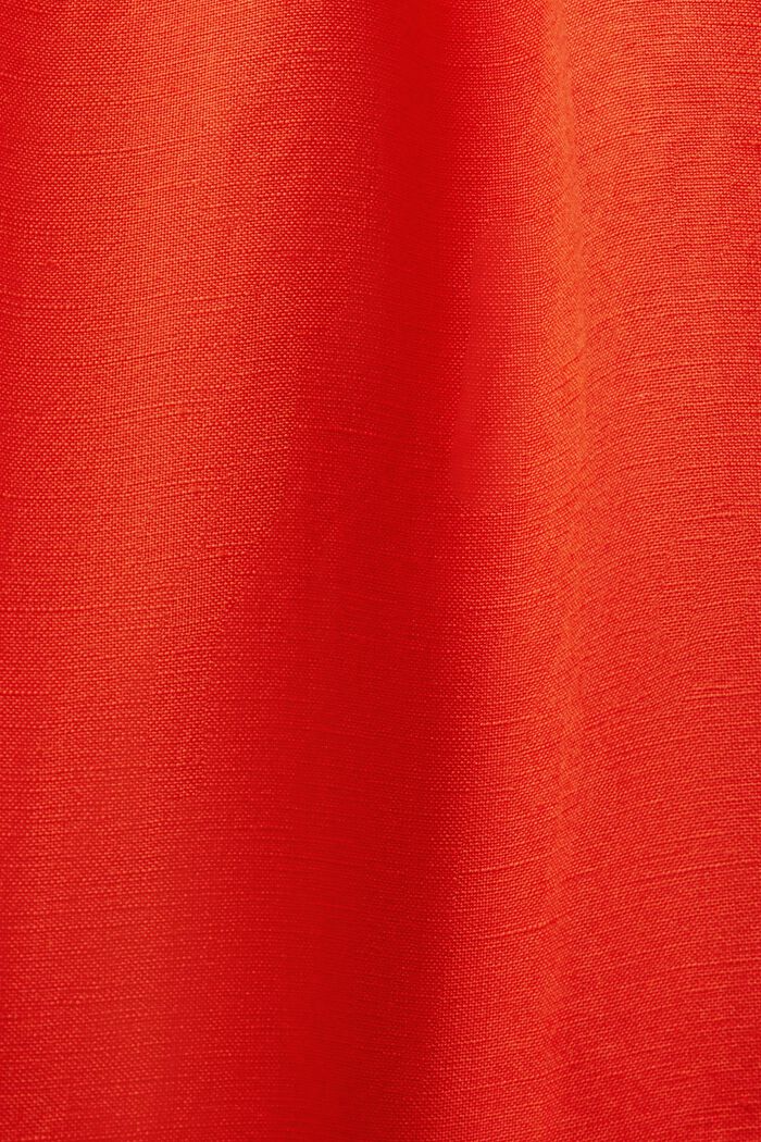 Midi-jurk met pofmouwen en ceintuur, BRIGHT ORANGE, detail image number 5