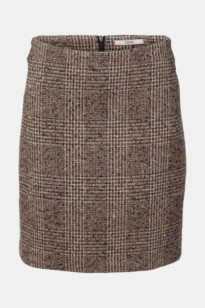 Mini-jupe à carreaux, BROWN, overview