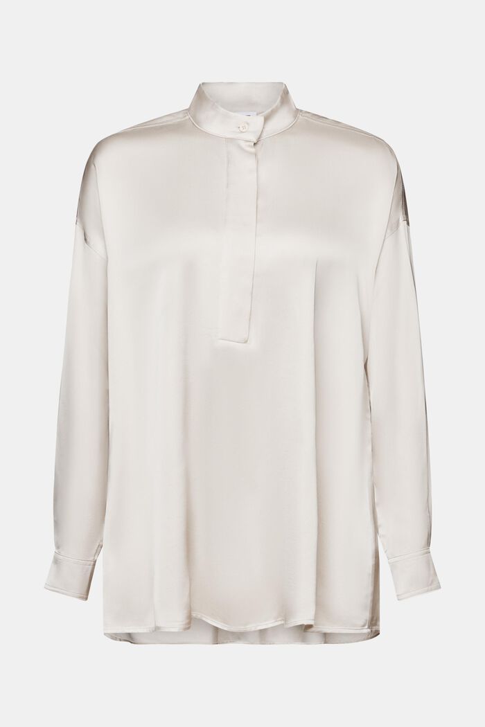 Satijnen blouse met opstaande kraag, LIGHT BEIGE, detail image number 6