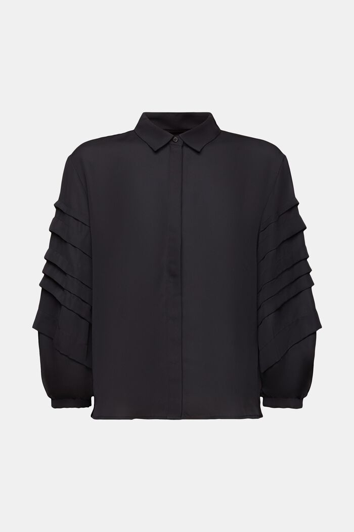 Geplooide overhemdblouse, BLACK, detail image number 6