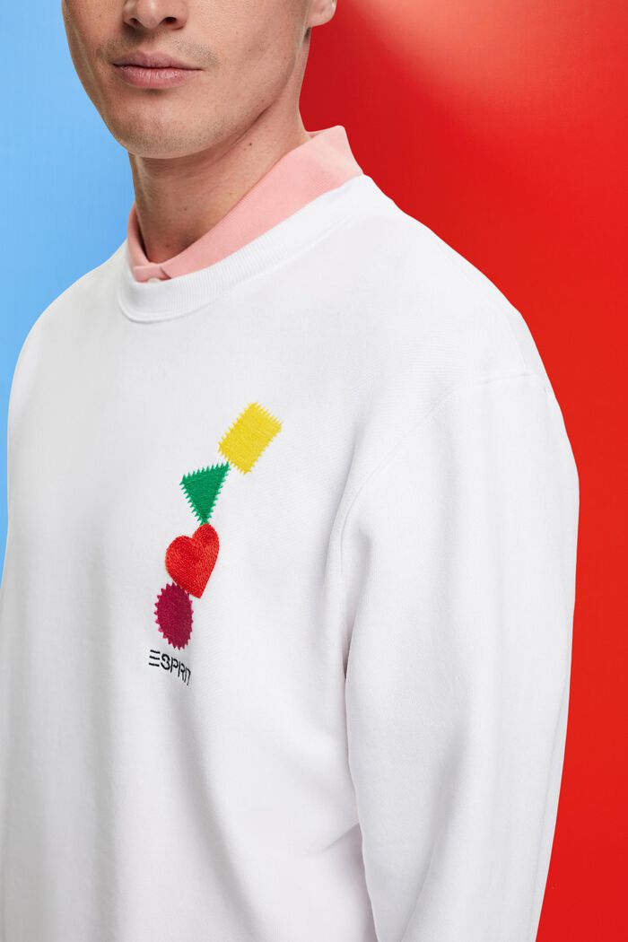 Sweatshirt met logoborduursel, WHITE, detail image number 2