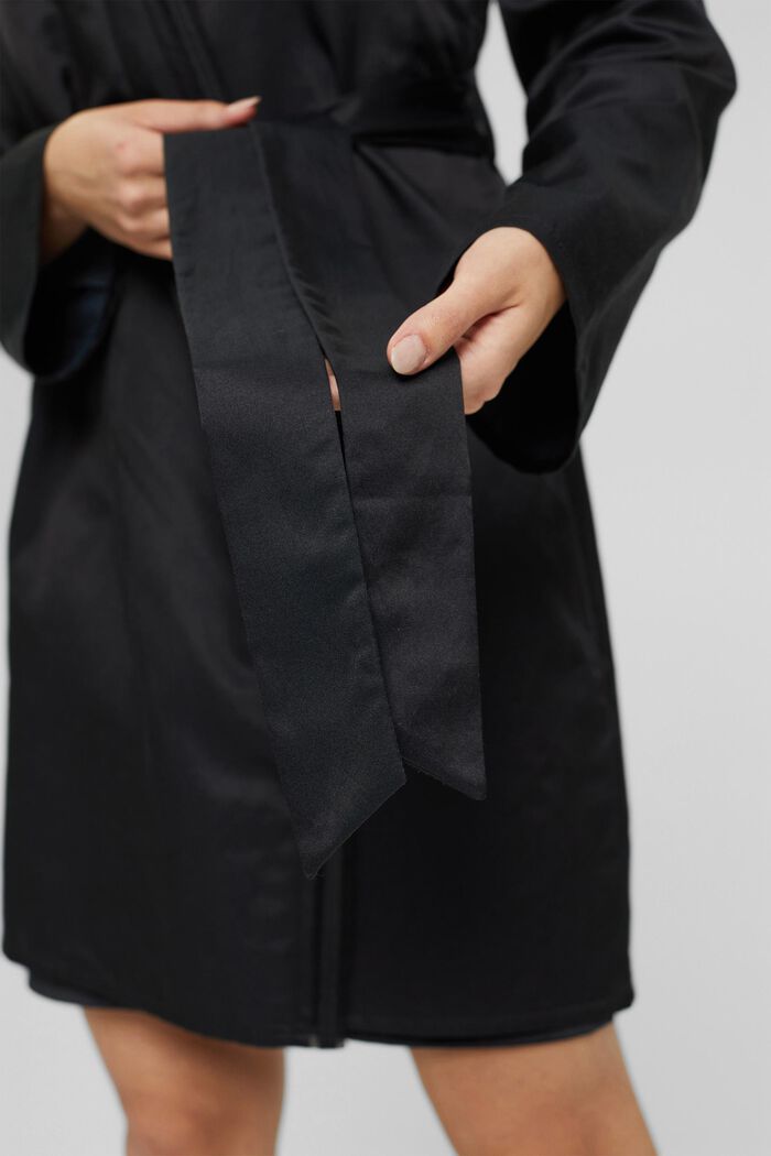 À teneur en soie : kimono à ceinture à nouer, BLACK, detail image number 3