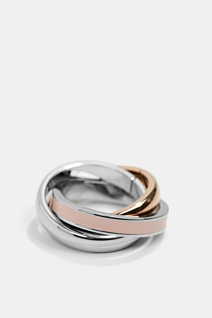 Driedelige ring van edelstaal, ROSEGOLD BICOLOUR, detail image number 2