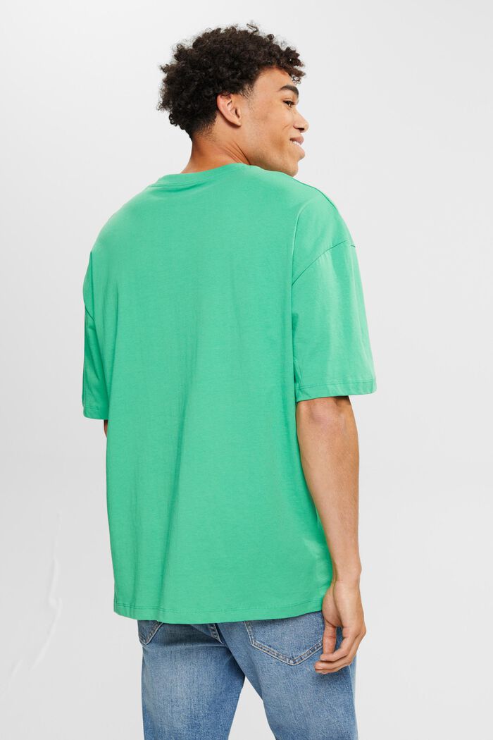 Jersey T-shirt met groot label, GREEN, detail image number 3