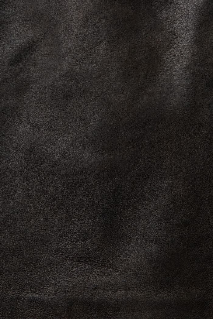 Leren broek met middelhoge taille en straight fit, BLACK, detail image number 5