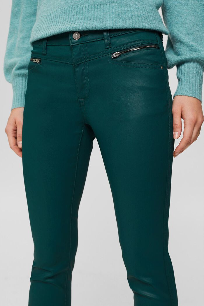 Pantalon enduit à zips, DARK TEAL GREEN, detail image number 2