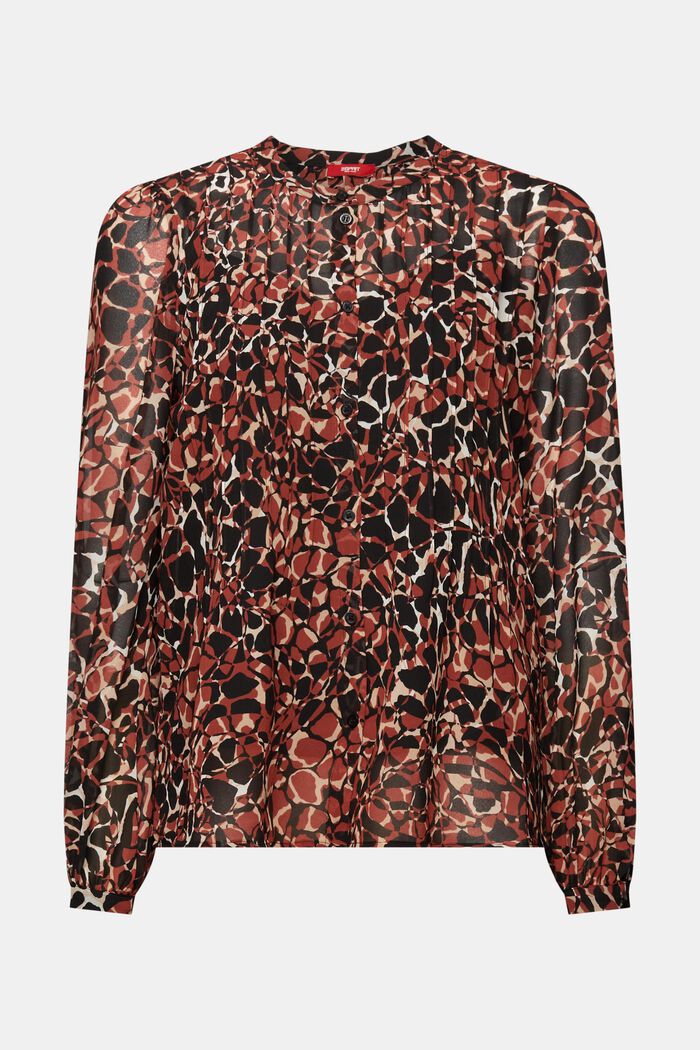 Gerecycled: chiffon blouse met motief, RUST BROWN, detail image number 7