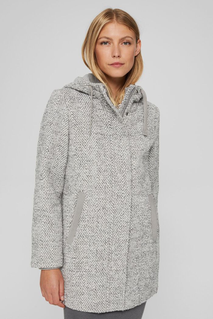 À teneur en laine recyclée : le manteau à chevrons, LIGHT GREY, detail image number 0