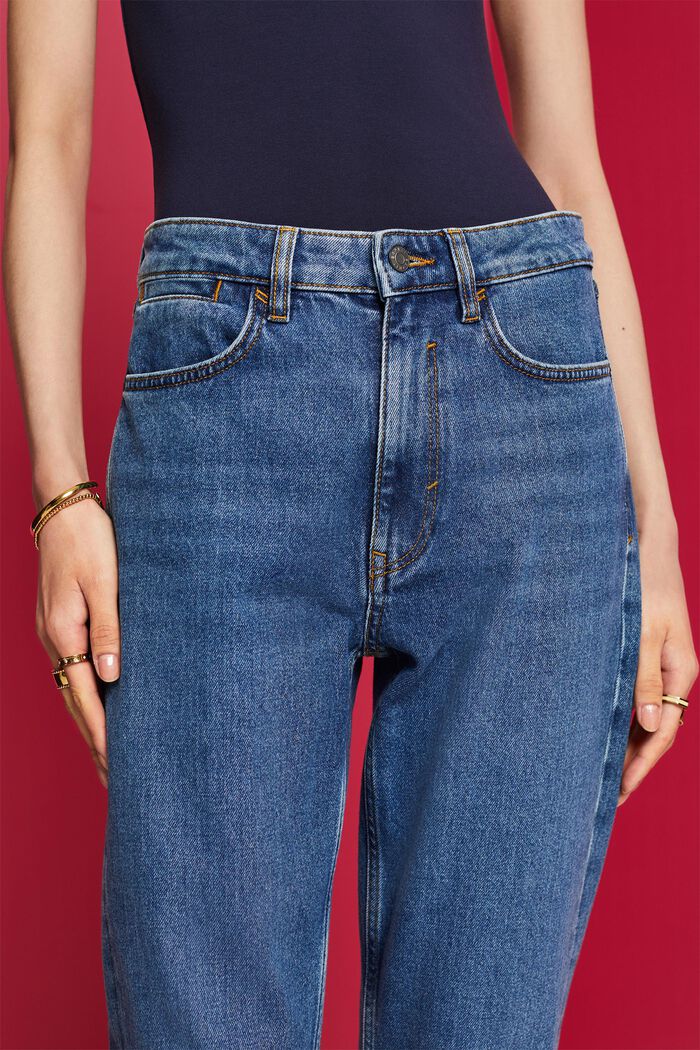 Straight leg jeans met hoge taille, BLUE MEDIUM WASHED, detail image number 2