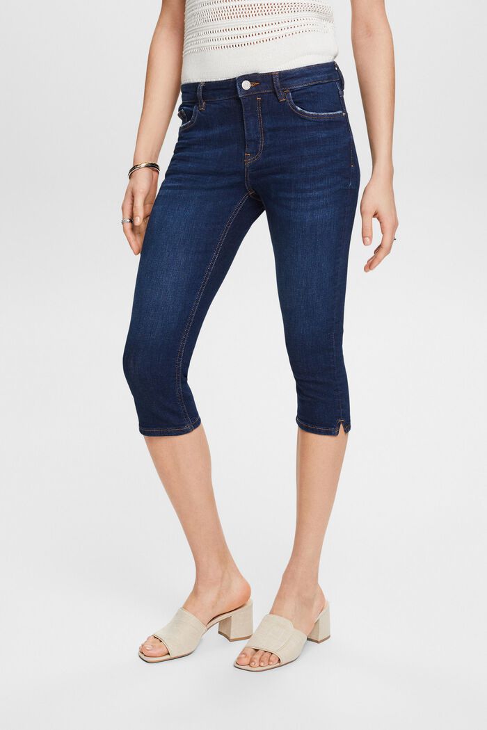 Capri-jeans van organic cotton, BLUE DARK WASHED, detail image number 0