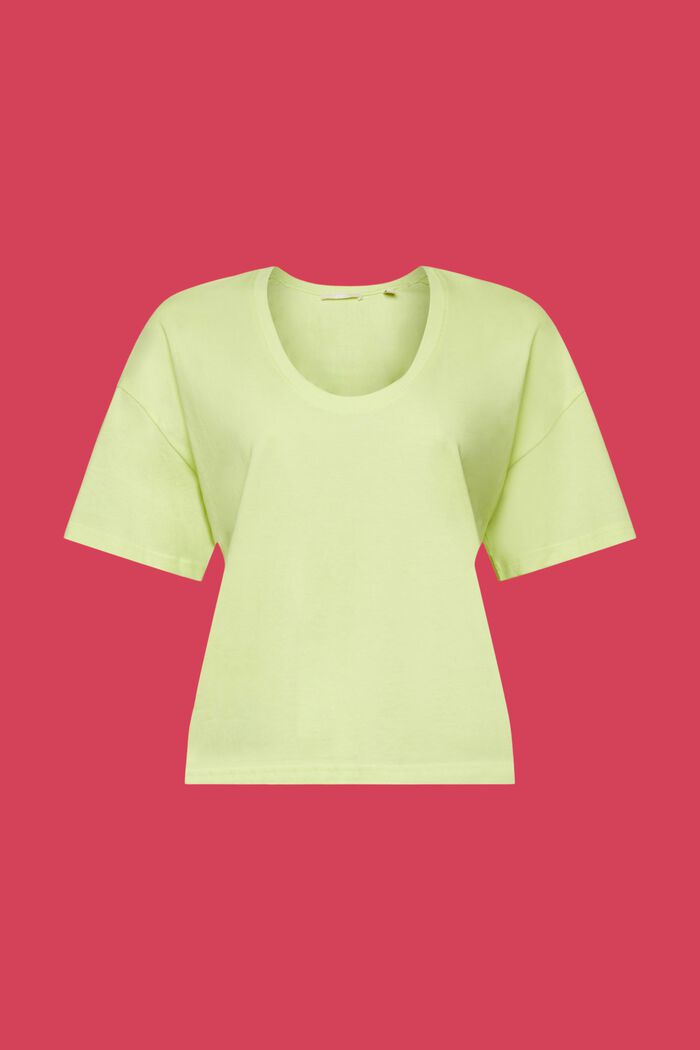 Cropped oversized T-shirt, 100% katoen, LIME YELLOW, detail image number 6