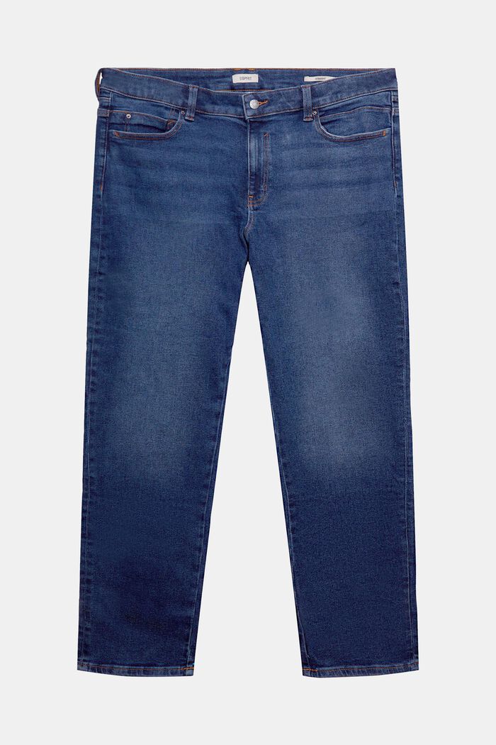 Jean CURVY de coupe Straight Fit, coton stretch, BLUE DARK WASHED, overview