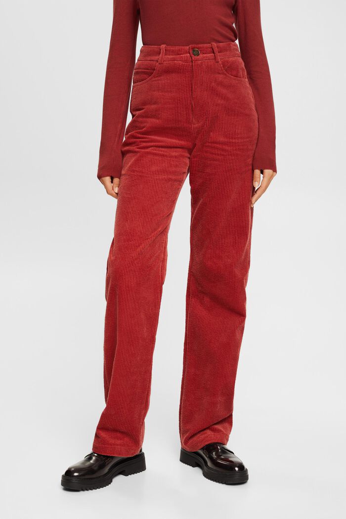Pantalon en velours côtelé de coton, TERRACOTTA, detail image number 1