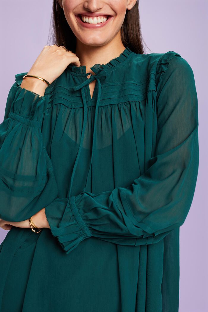 Mini-robe en crêpe chiffon, EMERALD GREEN, detail image number 1