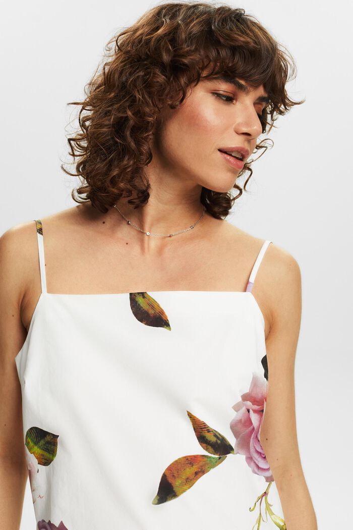 Mini-jurk van katoen-popeline met print, OFF WHITE, detail image number 4
