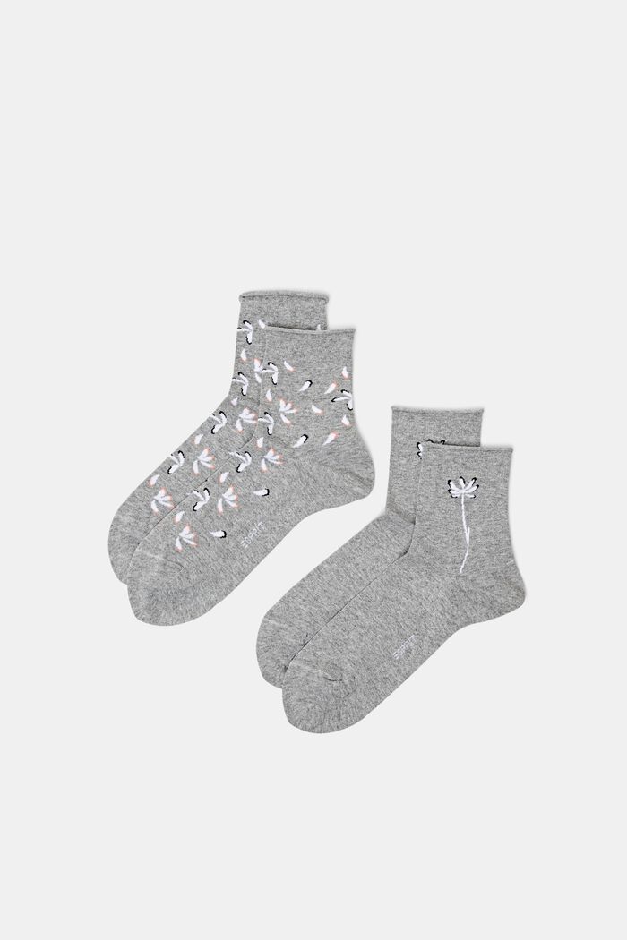 Set van 2 paar gebreide sokken met print, LIGHT GREY, detail image number 0