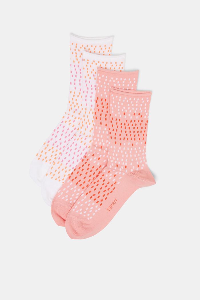 Lot de 2 paires de chaussettes à motif à pois, coton biologique, ROSE/WHITE, detail image number 0