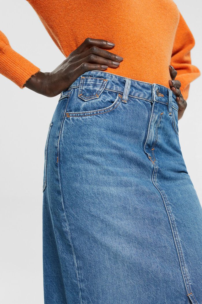 Jupe en jean, coton biologique, BLUE MEDIUM WASHED, detail image number 0