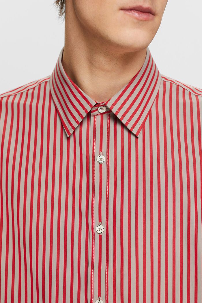 Gestreept overhemd van popeline, DARK RED, detail image number 2