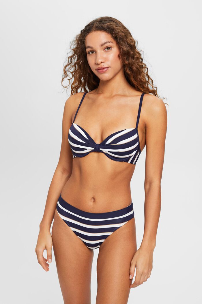 Gewatteerde bikinitop met beugels en strepen, NAVY, detail image number 0