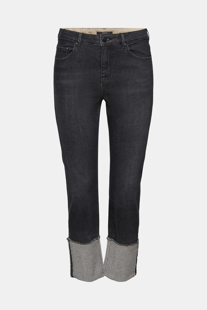 Jeans met brede zoomomslag, biologisch katoen, GREY DARK WASHED, detail image number 8