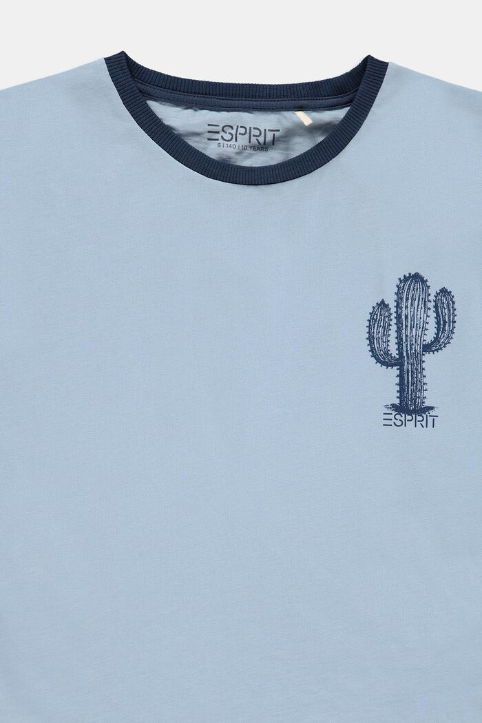 T-shirt met cactusprint van 100% katoen, BLUE LAVENDER, detail image number 2