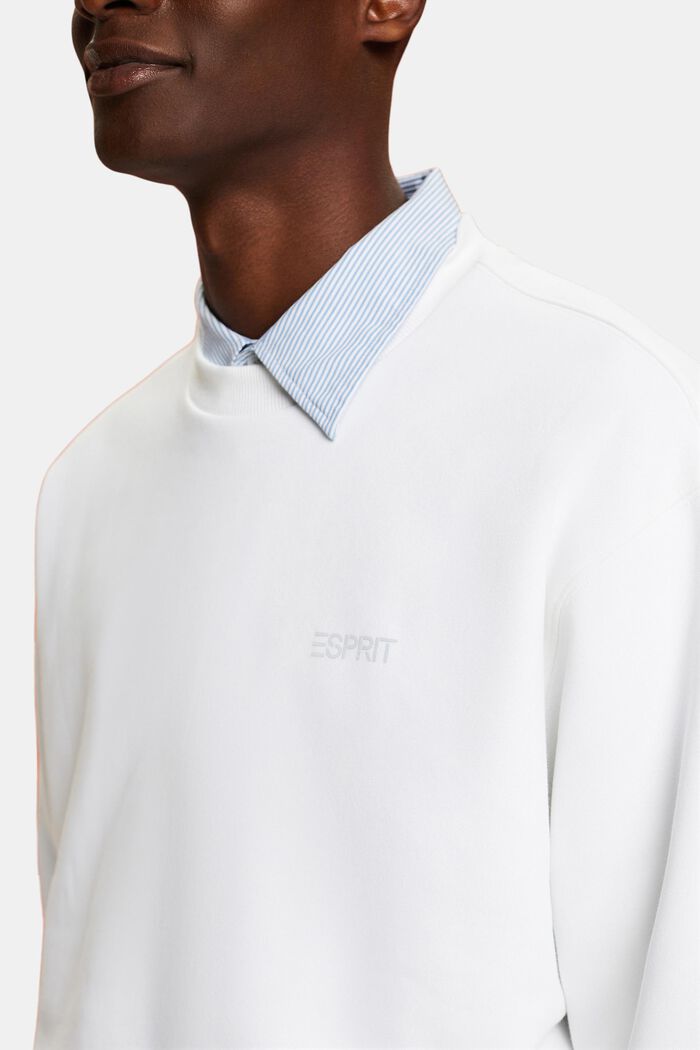 Uniseks fleece sweatshirt met logo, WHITE, detail image number 3