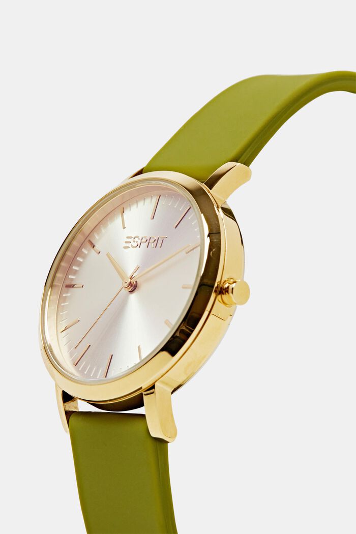 Horloge van edelstaal met rubberen bandje, GREEN, detail image number 1