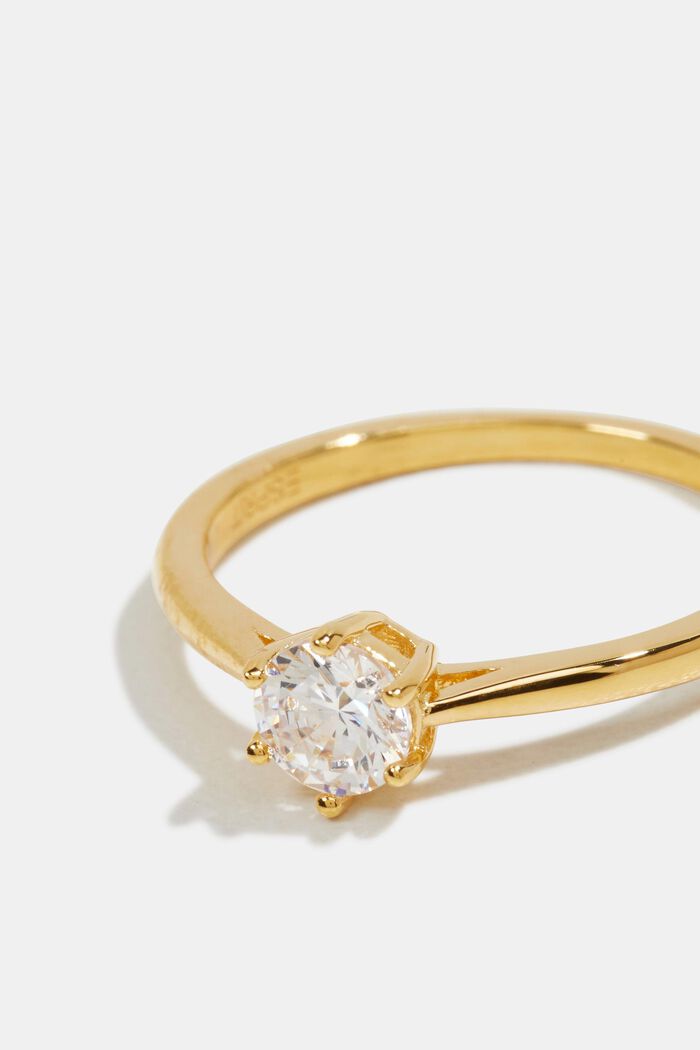 Ring met zirkonia, sterlingzilver, GOLD, detail image number 1