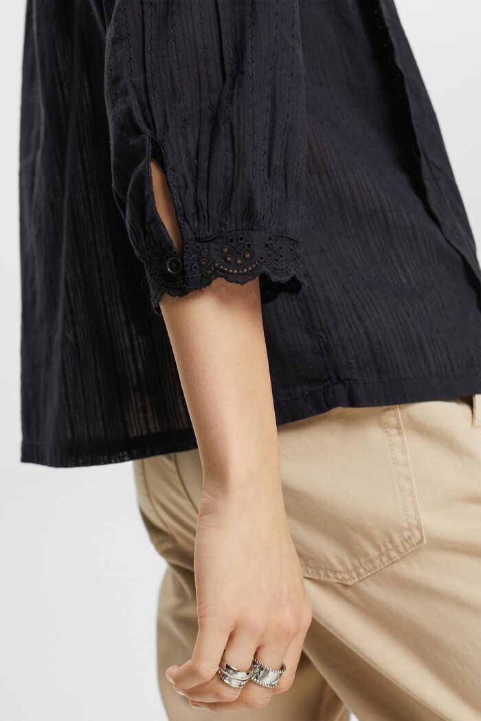Kanten blouse met schulprandje, BLACK, detail image number 4