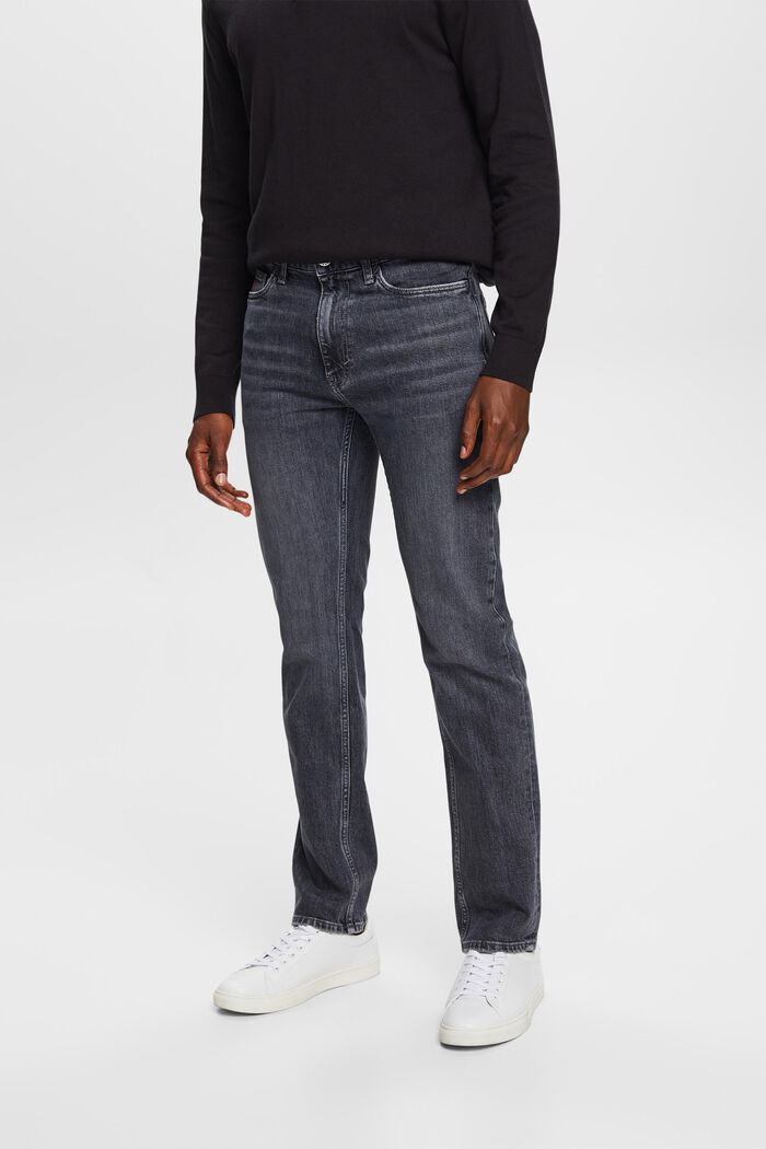 Jeans met middelhoge taille en rechte pijpen, BLACK MEDIUM WASHED, detail image number 0