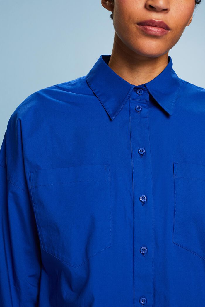 Chemise boutonnée en popeline de coton, BRIGHT BLUE, detail image number 3