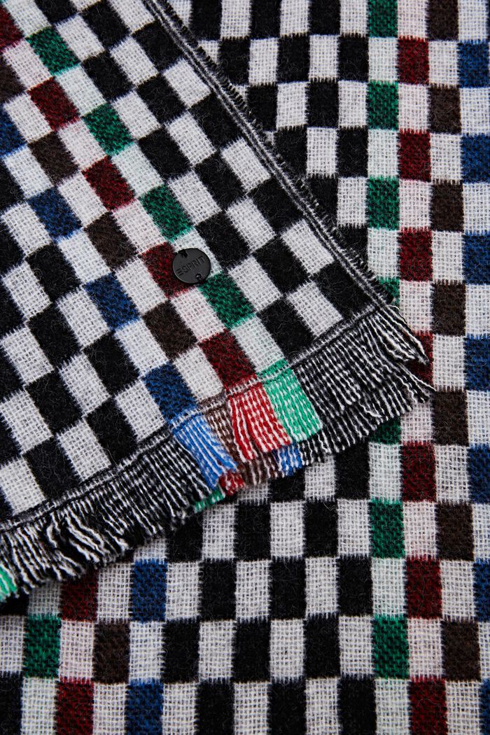 Geruite wollen sjaal, BLACK, detail image number 1