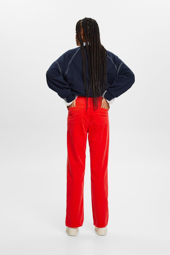 Straight fit corduroy broek met hoge taille, RED, detail image number 3