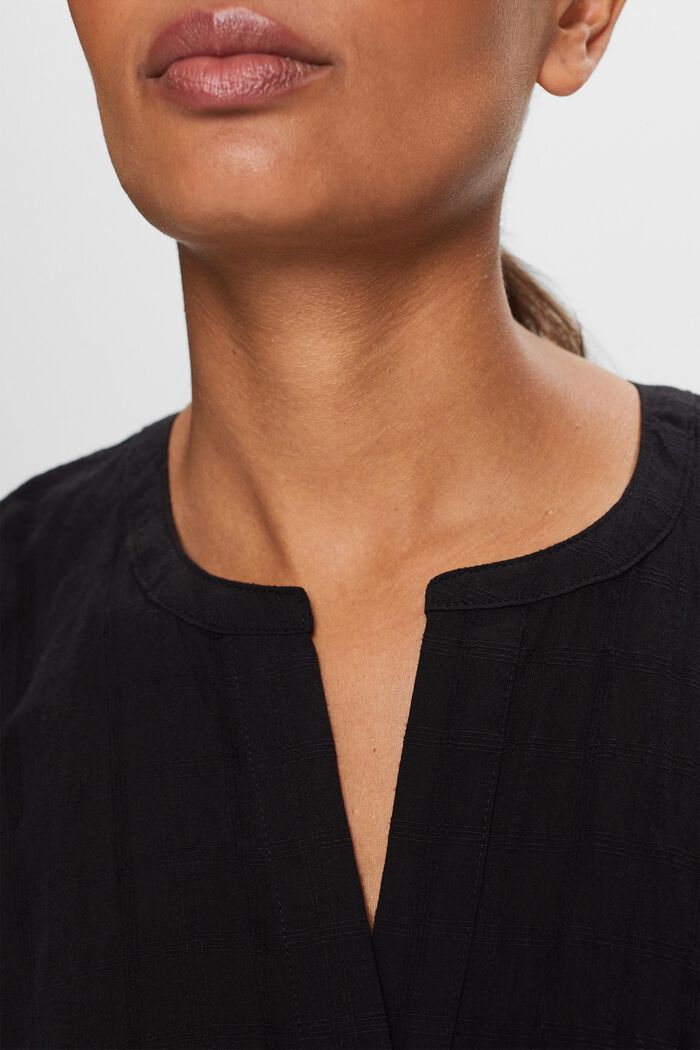 Katoenen blouse met structuur, BLACK, detail image number 3