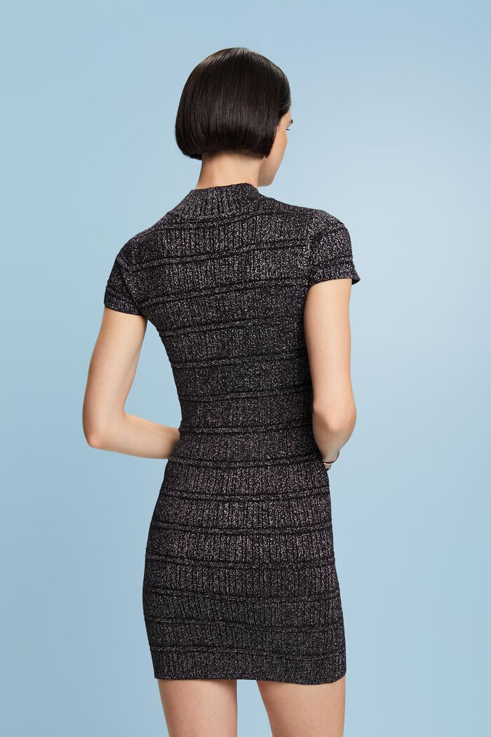 Gebreide mini-jurk van lamé, BLACK, detail image number 5