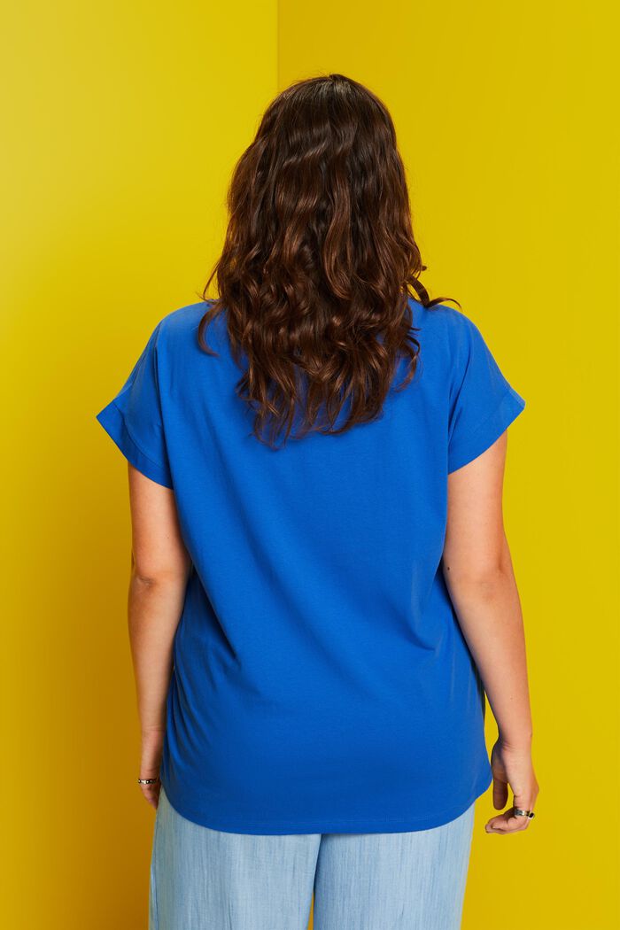 T-shirt CURVY à imprimé sur le devant, 100 % coton, BRIGHT BLUE, detail image number 3