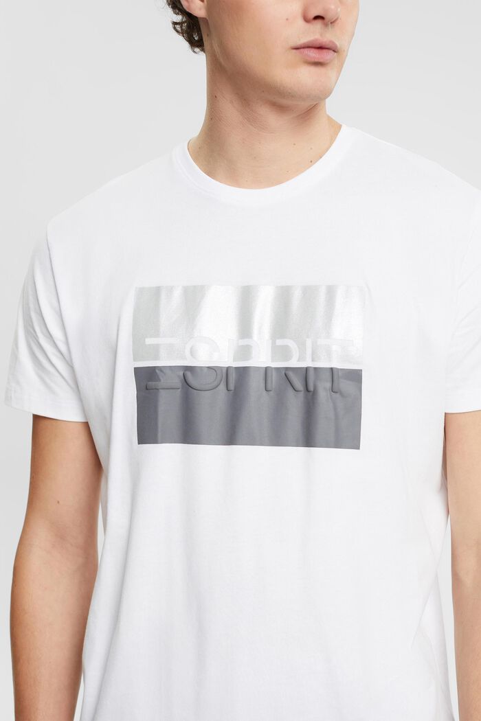 T-shirt met ingewerkt logo, WHITE, detail image number 2