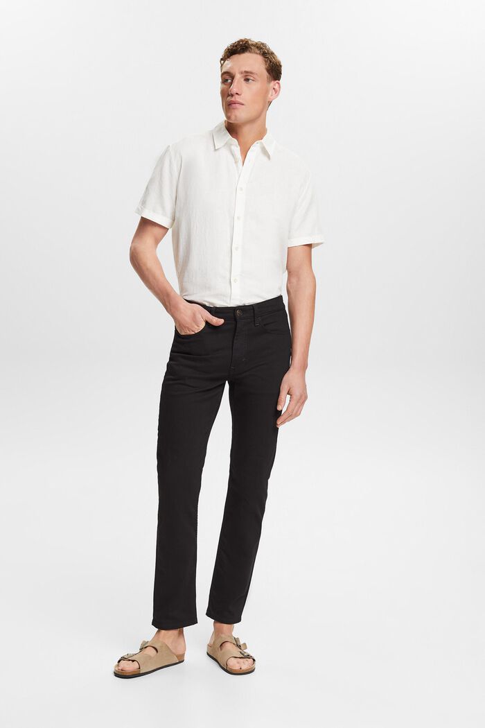 Jeans met middelhoge taille en rechte pijpen, BLACK RINSE, detail image number 1