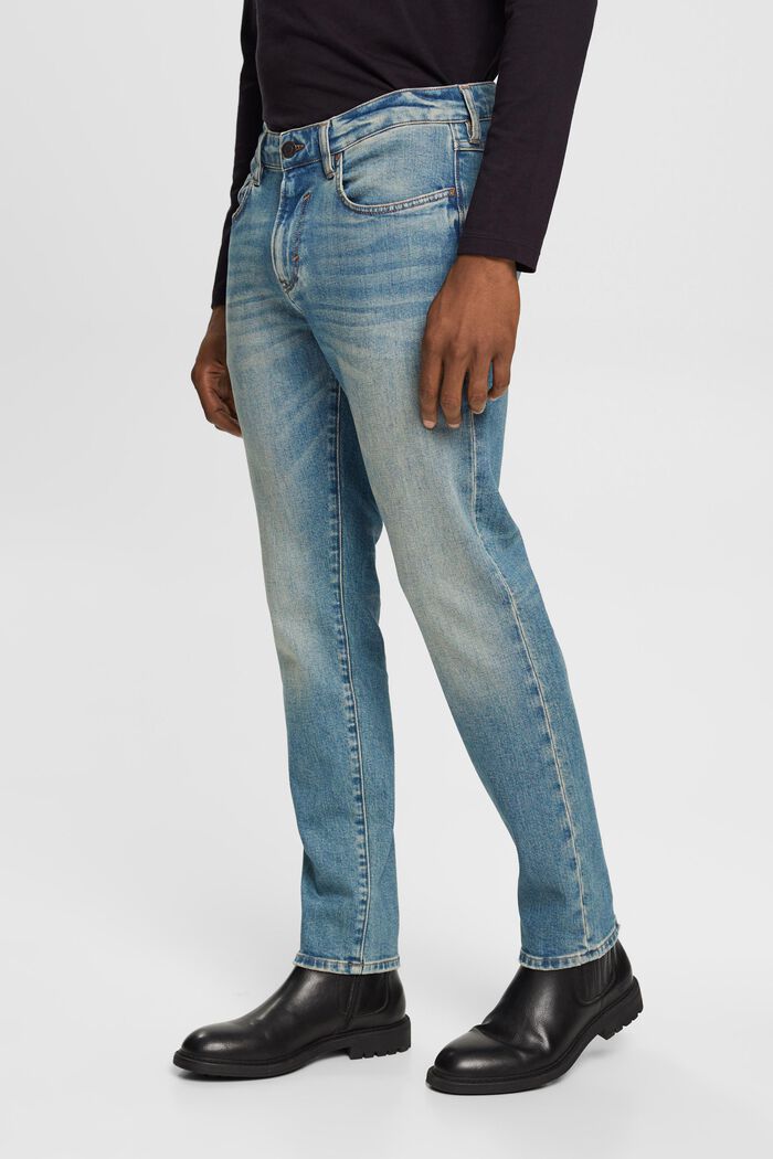 Stone washed slim fit jeans, biologisch katoen, BLUE MEDIUM WASHED, detail image number 1