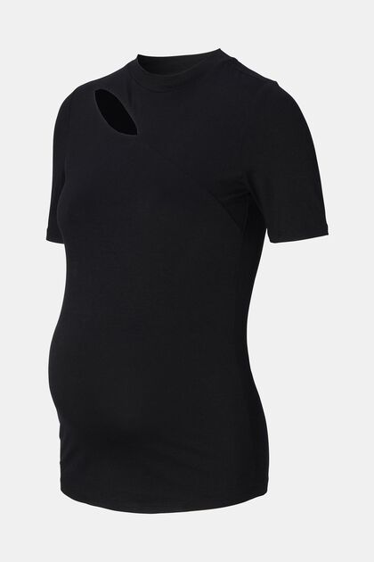 T-shirt met cut-out, LENZING™ ECOVERO™, BLACK INK, overview