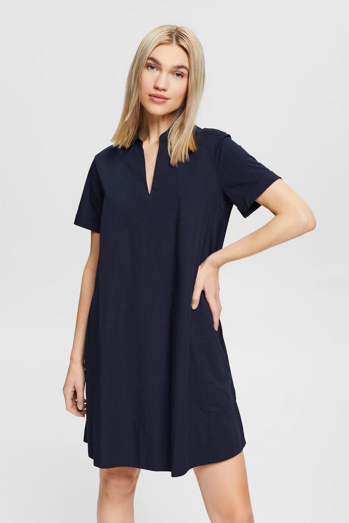 Robe-chemise en coton stretch, NAVY, detail image number 0
