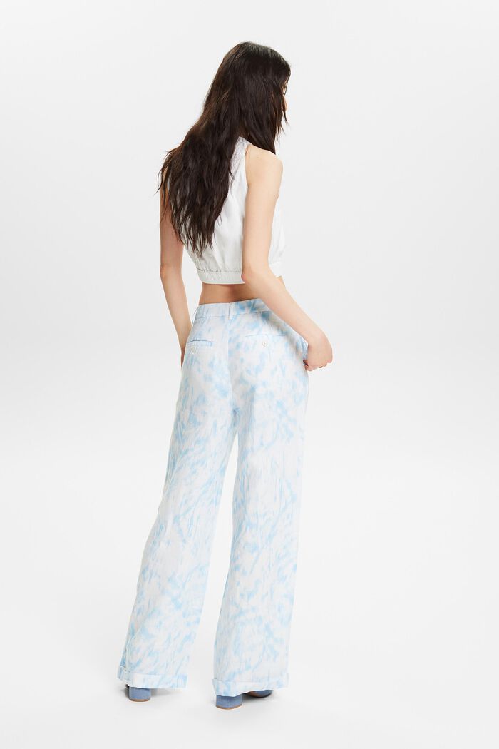 Pantalon en lin à motif imprimé, WHITE, detail image number 3