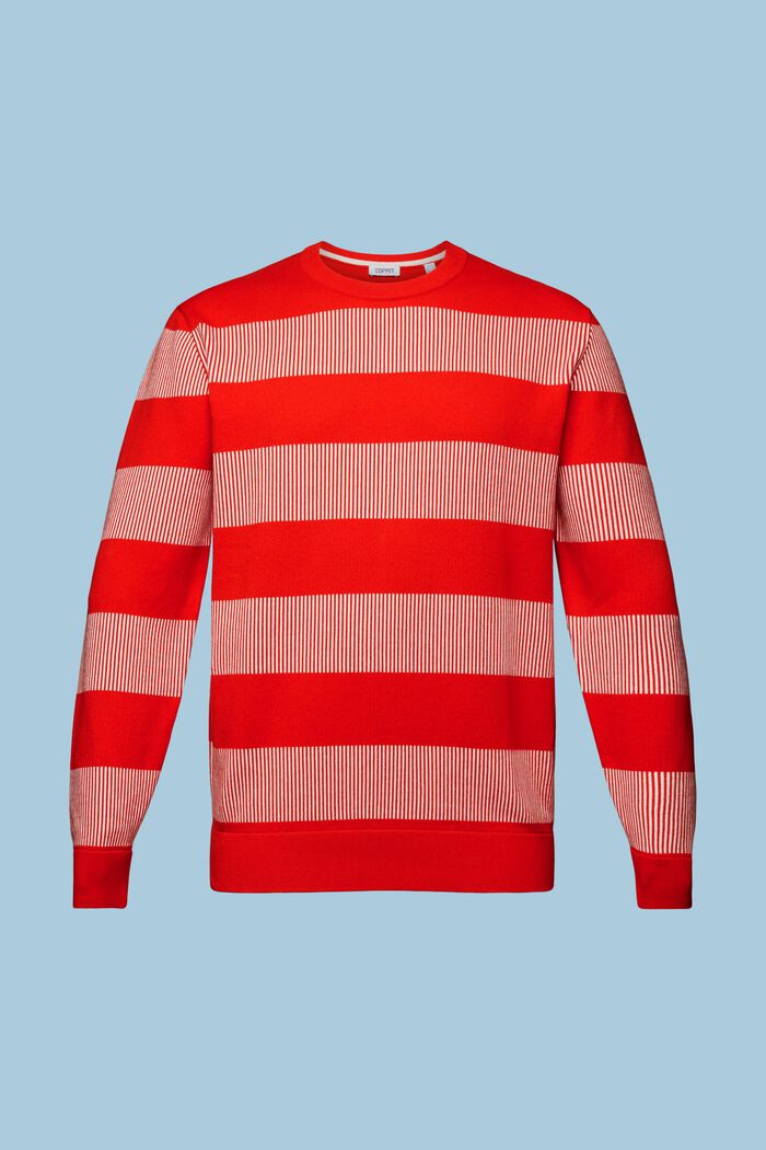 Gestreepte sweater van ribbreisel, RED, detail image number 6