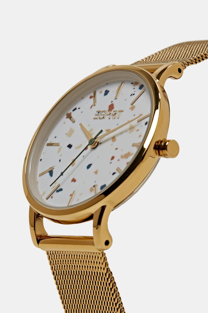 Horloge met edelstalen bandje van mesh, GOLD, detail image number 1
