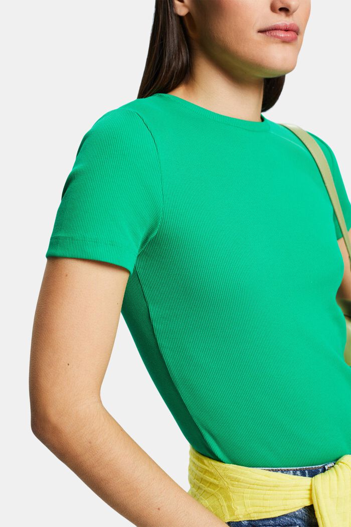 T-shirt col rond en jersey de coton, GREEN, detail image number 3
