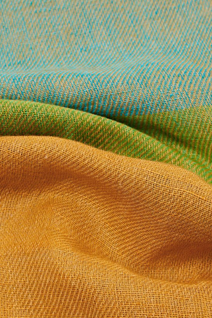 Écharpe en lin mélangé multicolore, AQUA GREEN, detail image number 1