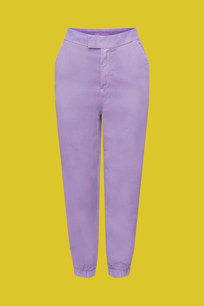 Sportieve twill broek met een hoge taille, PURPLE, detail image number 6